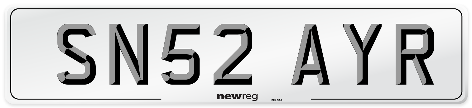 SN52 AYR Number Plate from New Reg
